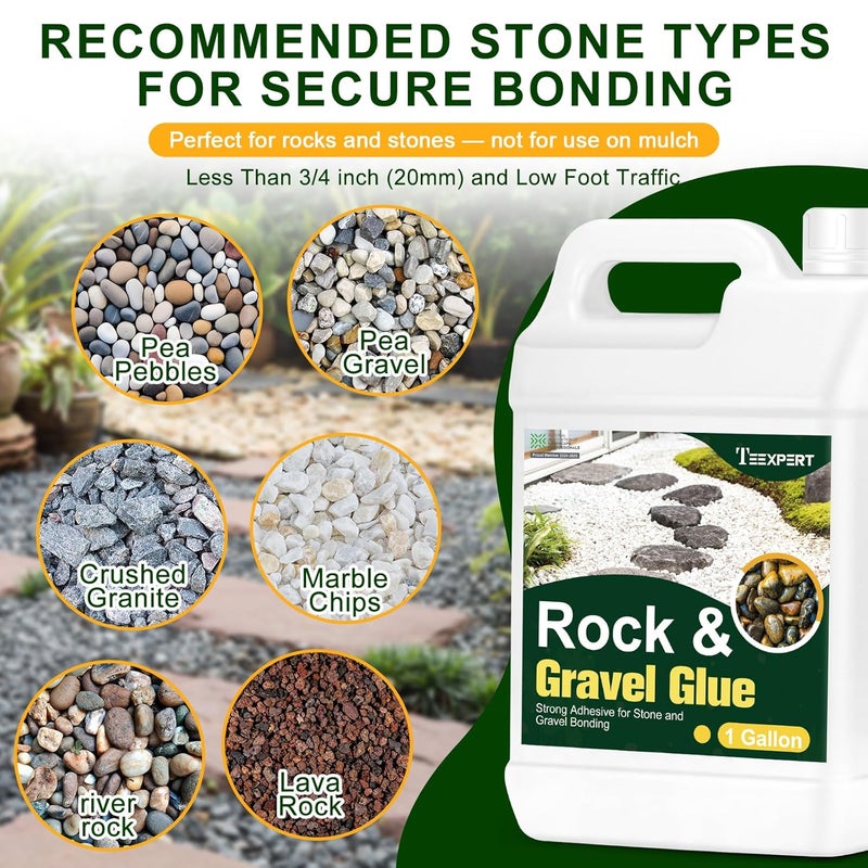 Teexpert 1 Gallon Rock Glue for Landscaping – Strong Pea Gravel Binder & Stone Adhesive for Walkways, Yards, Patios, and Decorative Driveway Edges - Image 3